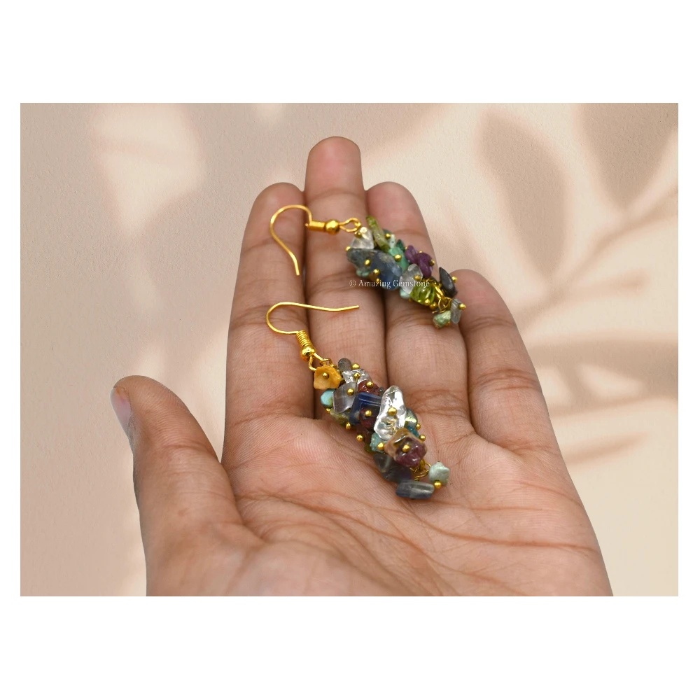 Mix Chakra Crystal Earrings (Gold)