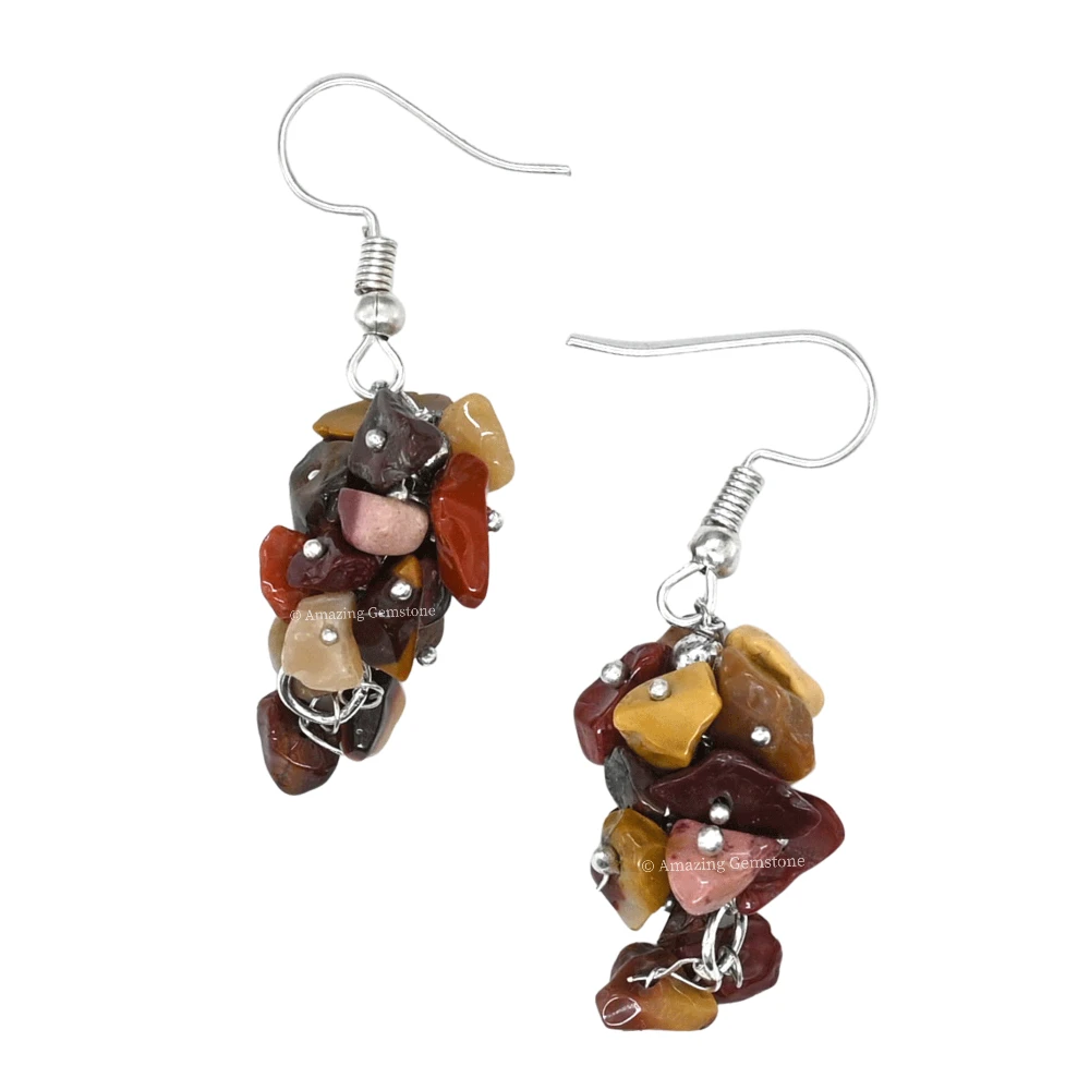 Mookaite Jasper Crystal Earrings (Silver)