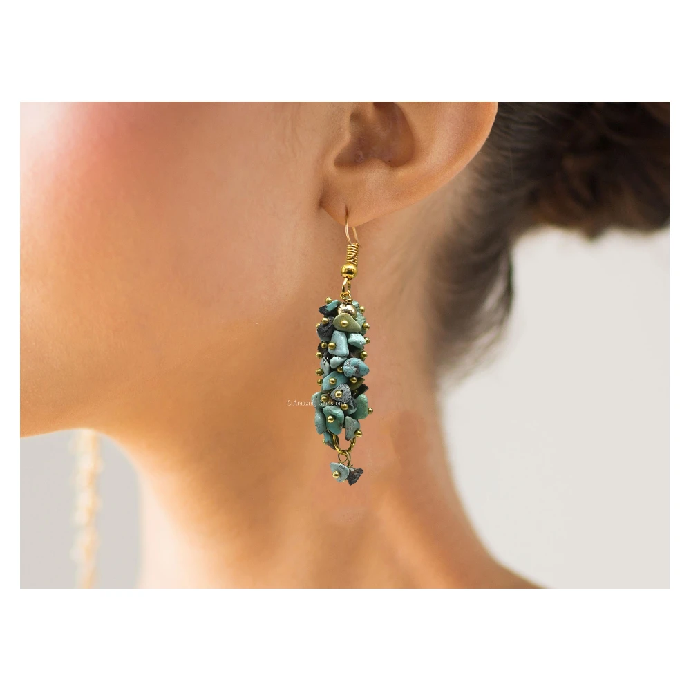 Larimar Crystal Earrings (Gold)