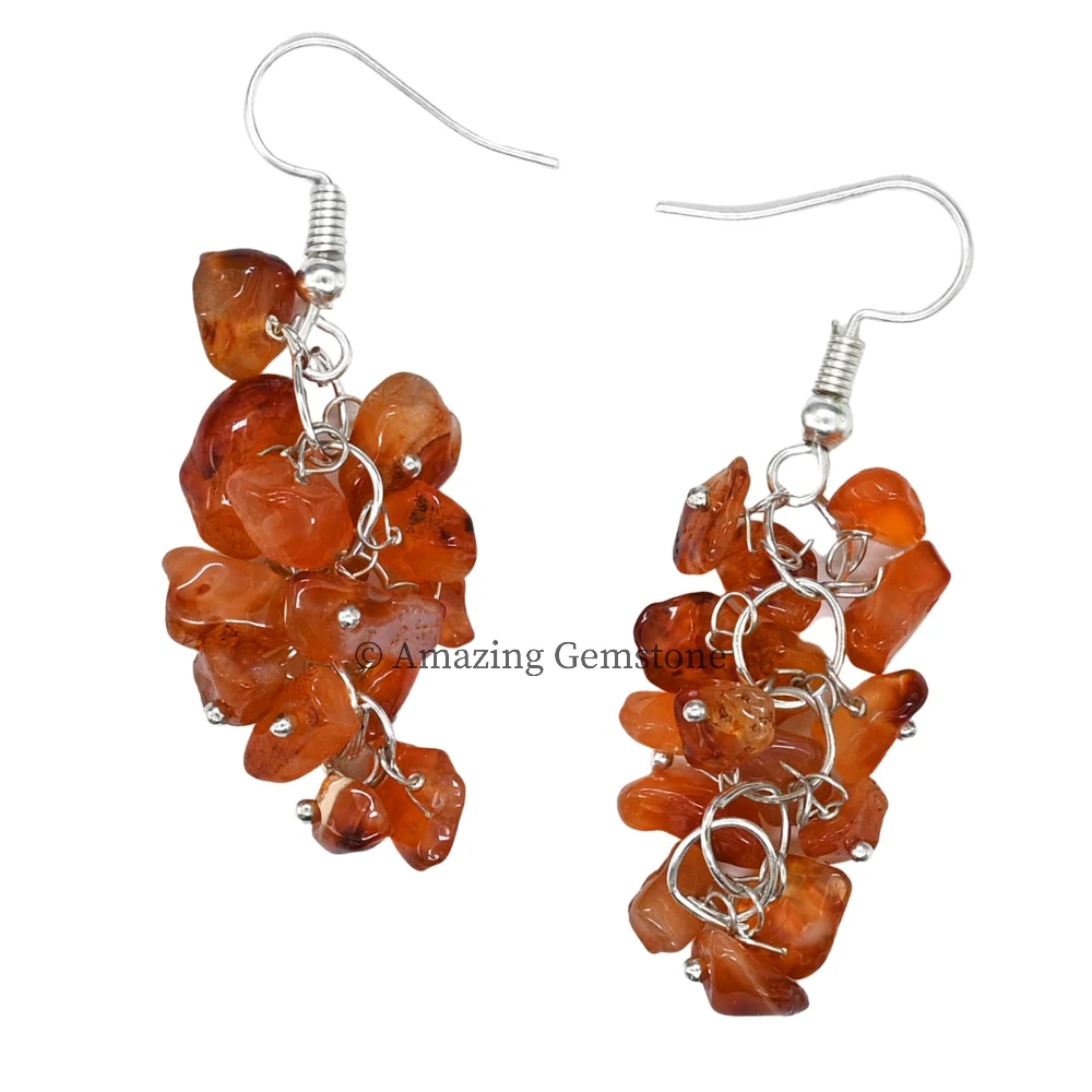 Carnelian Crystal Earrings (Silver)