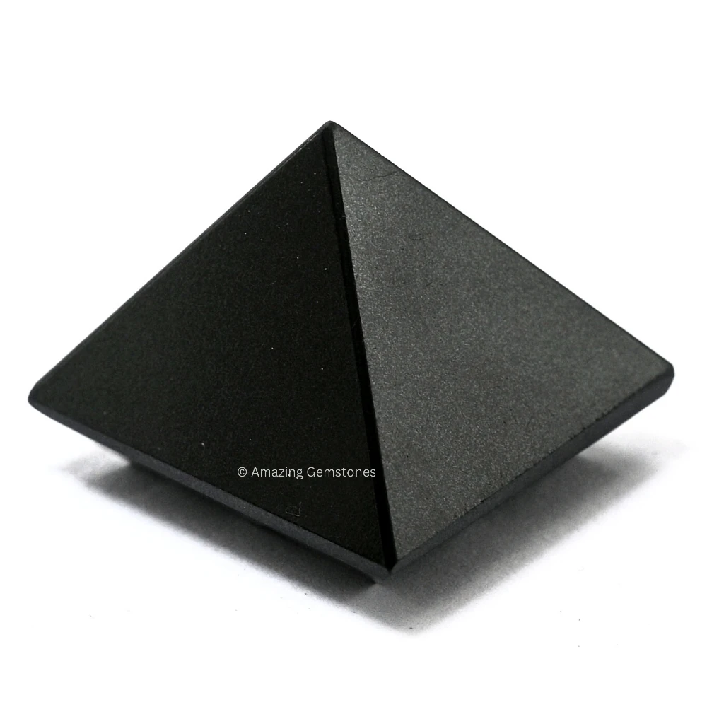 Black Agate Lemurian Pyramid - Under 9 Pyramid Plate