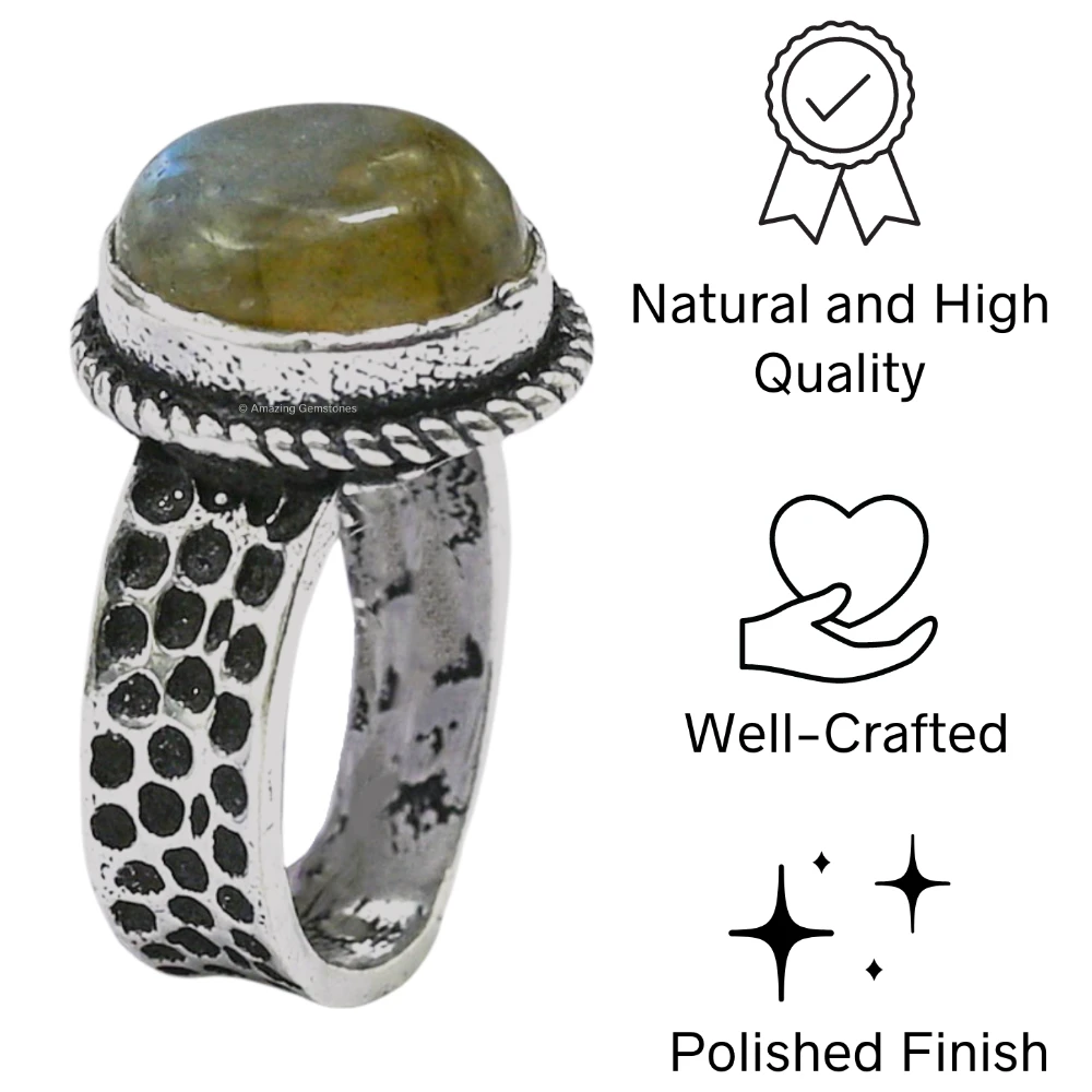 Labradorite Crystal Ring (Silver)