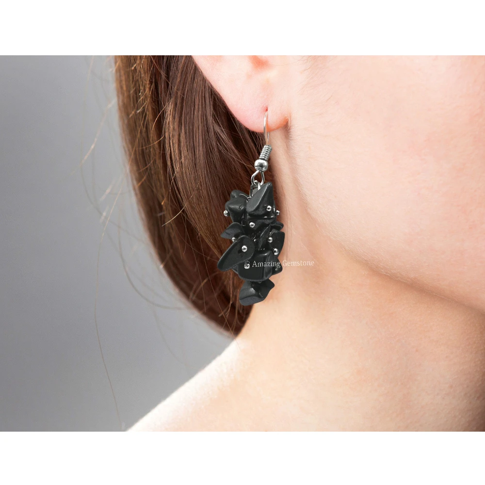 Hematite Crystal Earrings (Silver)