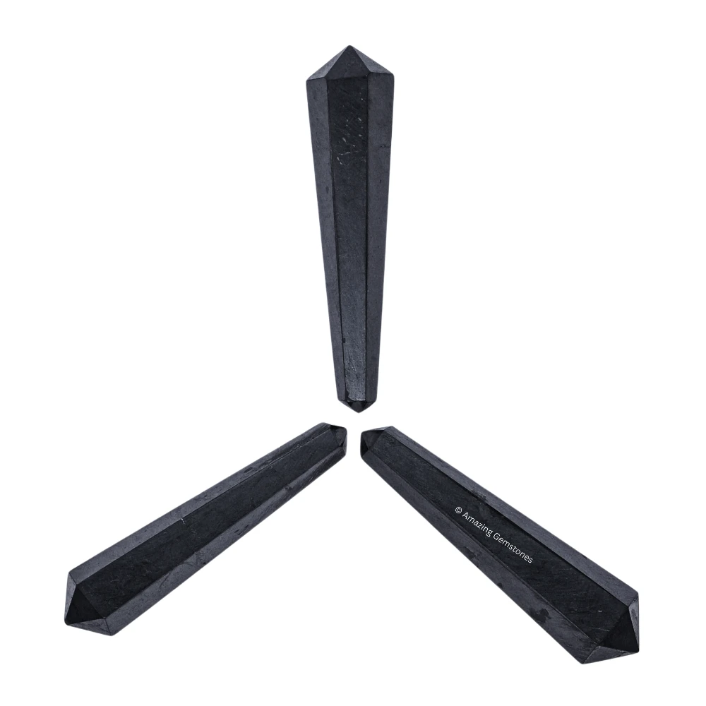 Shungite Pencil Points (Double Terminated) (Set of 3)