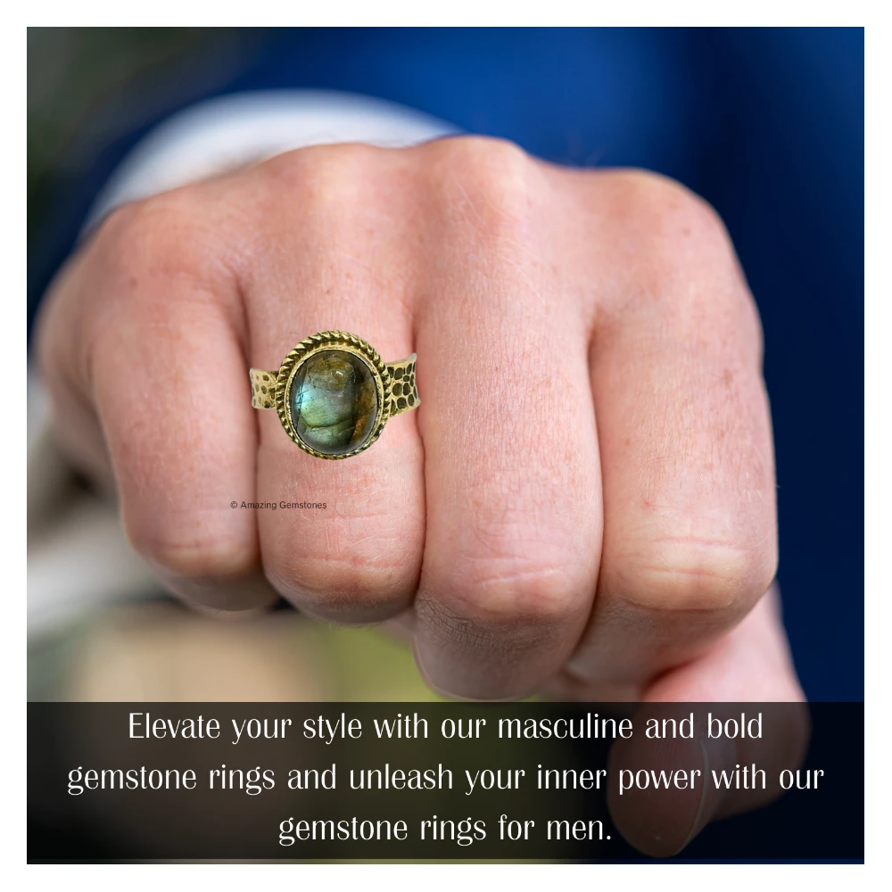Labradorite Crystal Ring (Gold)