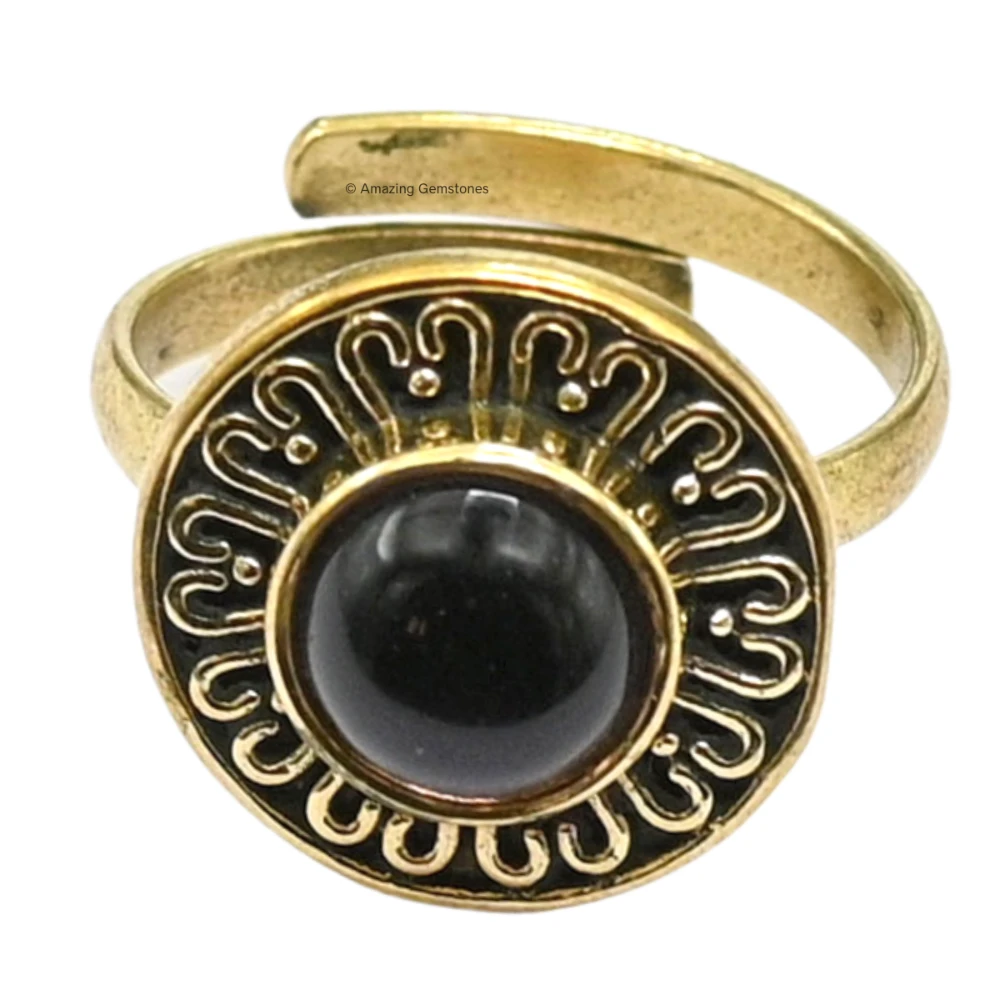 Amethyst Crystal Bead Ring (Gold)