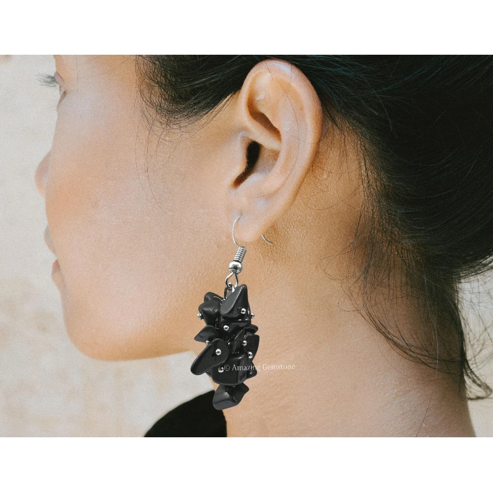 Hematite Crystal Earrings (Silver)