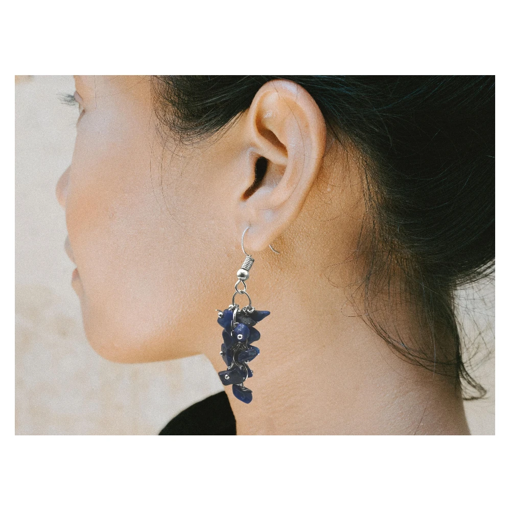 Lapis Lazuli Crystal Earrings (Silver)