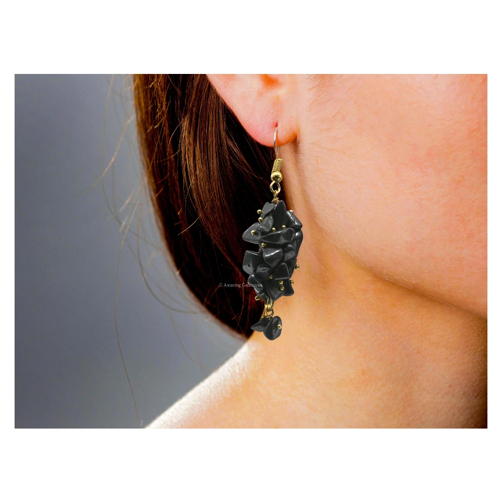 Hematite Crystal Earrings (Gold)
