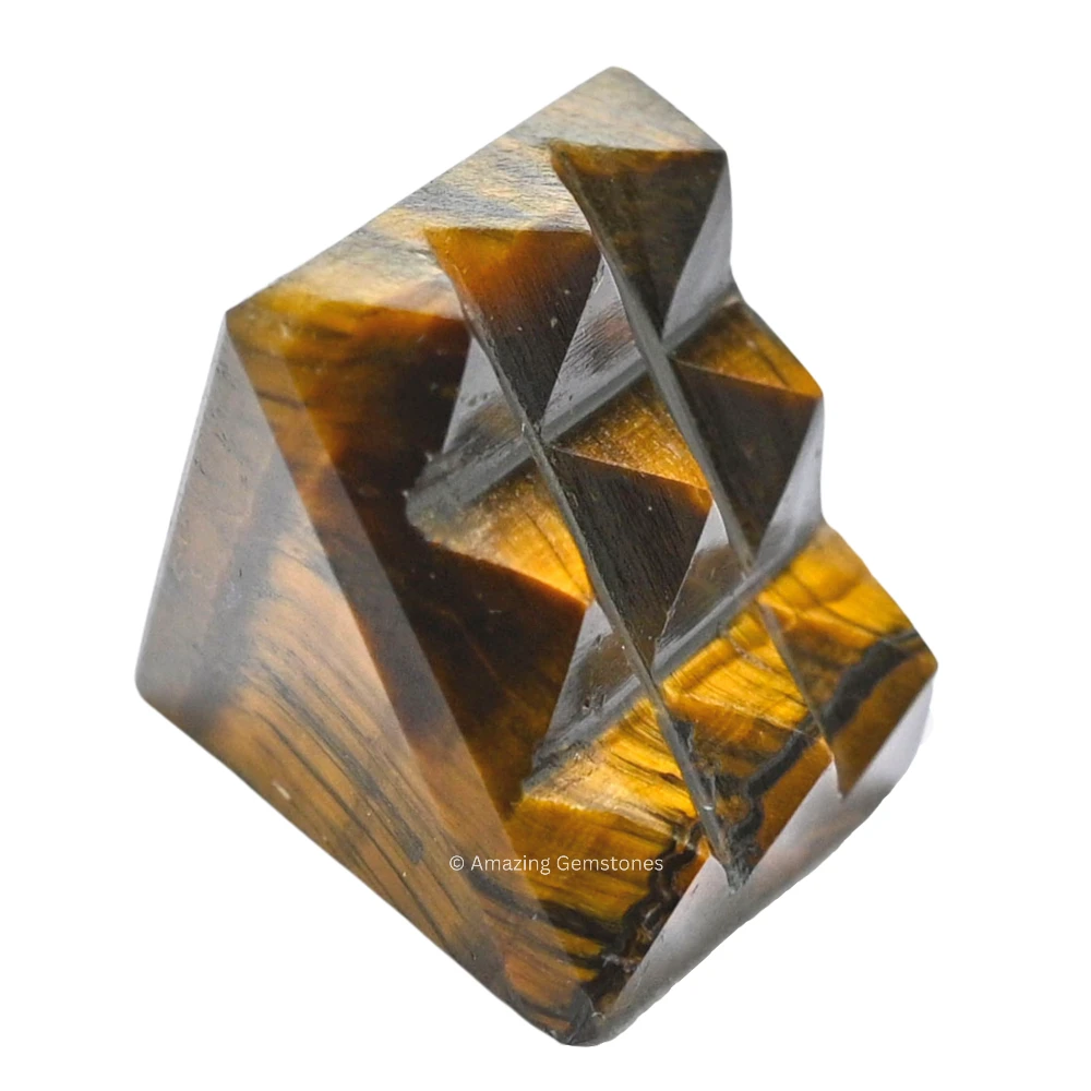 Tiger Eye Lemurian Pyramid - Under 9 Pyramid Plate