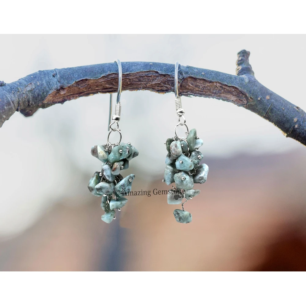 Larimar Crystal Earrings (Silver)