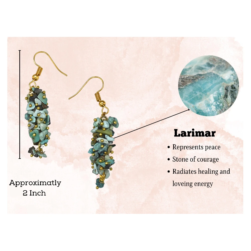 Larimar Crystal Earrings (Gold)