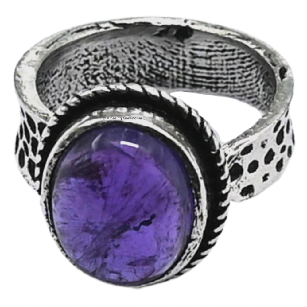Amethyst Crystal Ring (Silver)