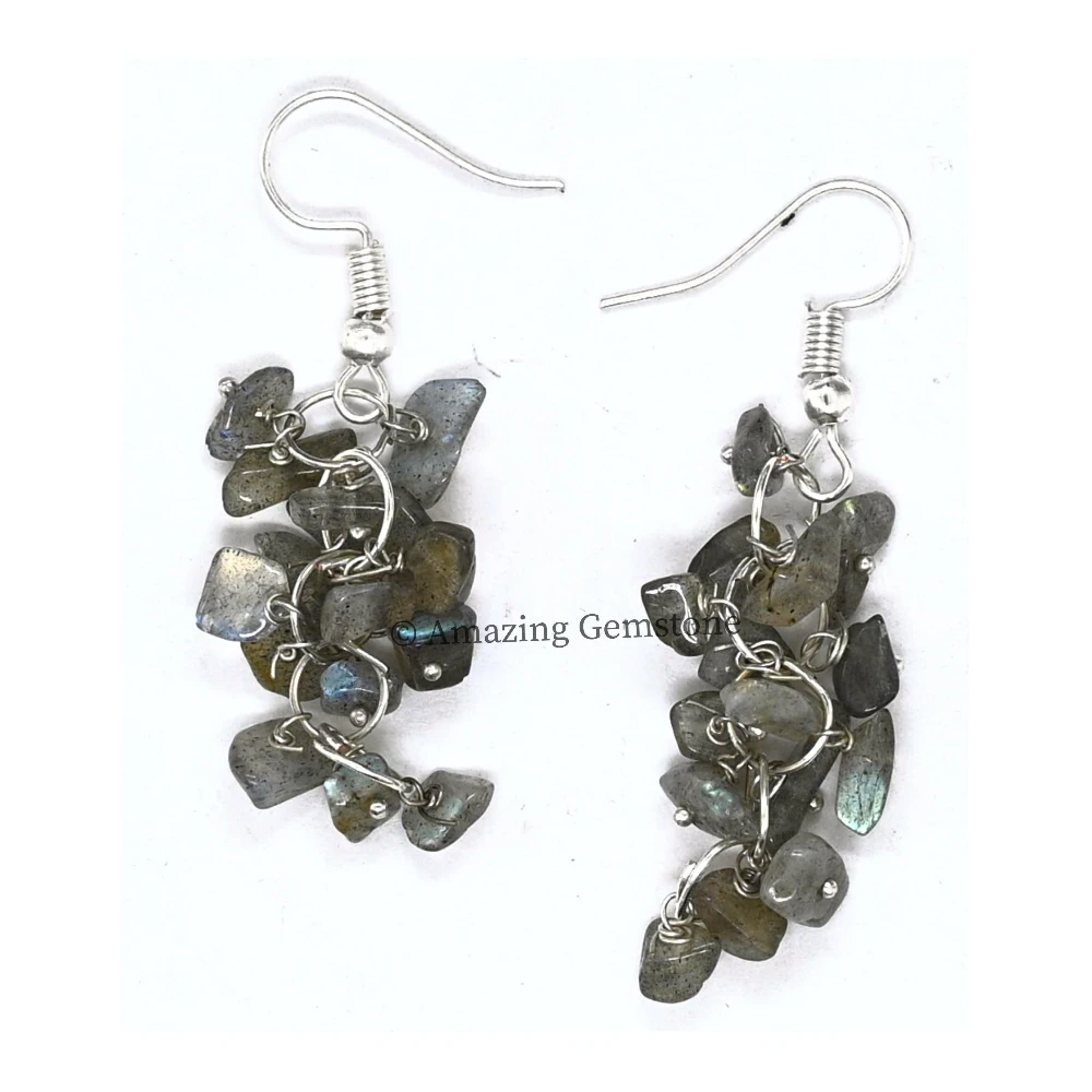 Labradorite Crystal Earrings (Silver)