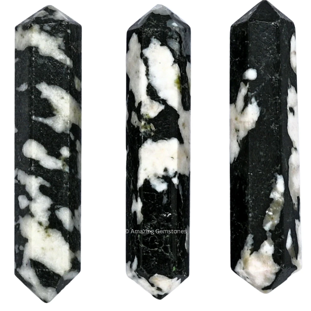 Black and White Tourmaline Pencil Points (Double Terminated) (Set of 3)