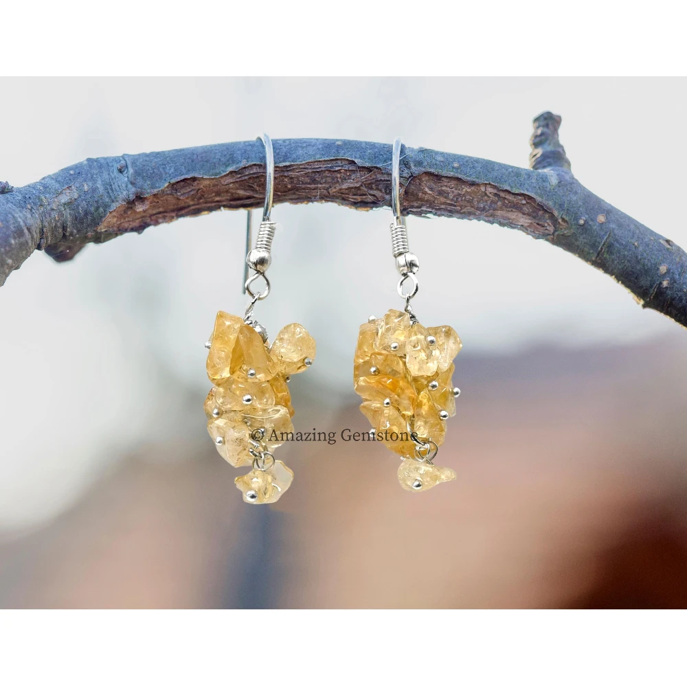 Citrine Crystal Earrings (Silver)
