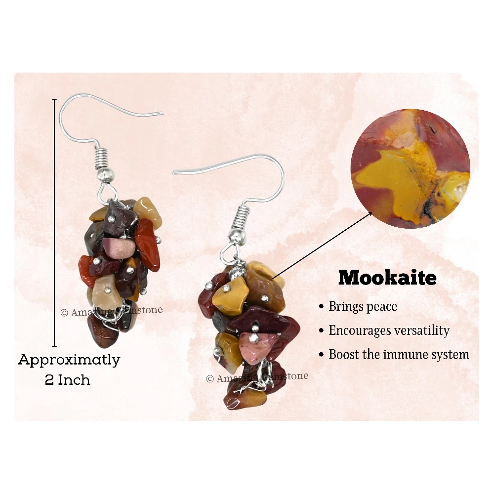 Mookaite Jasper Crystal Earrings (Silver)