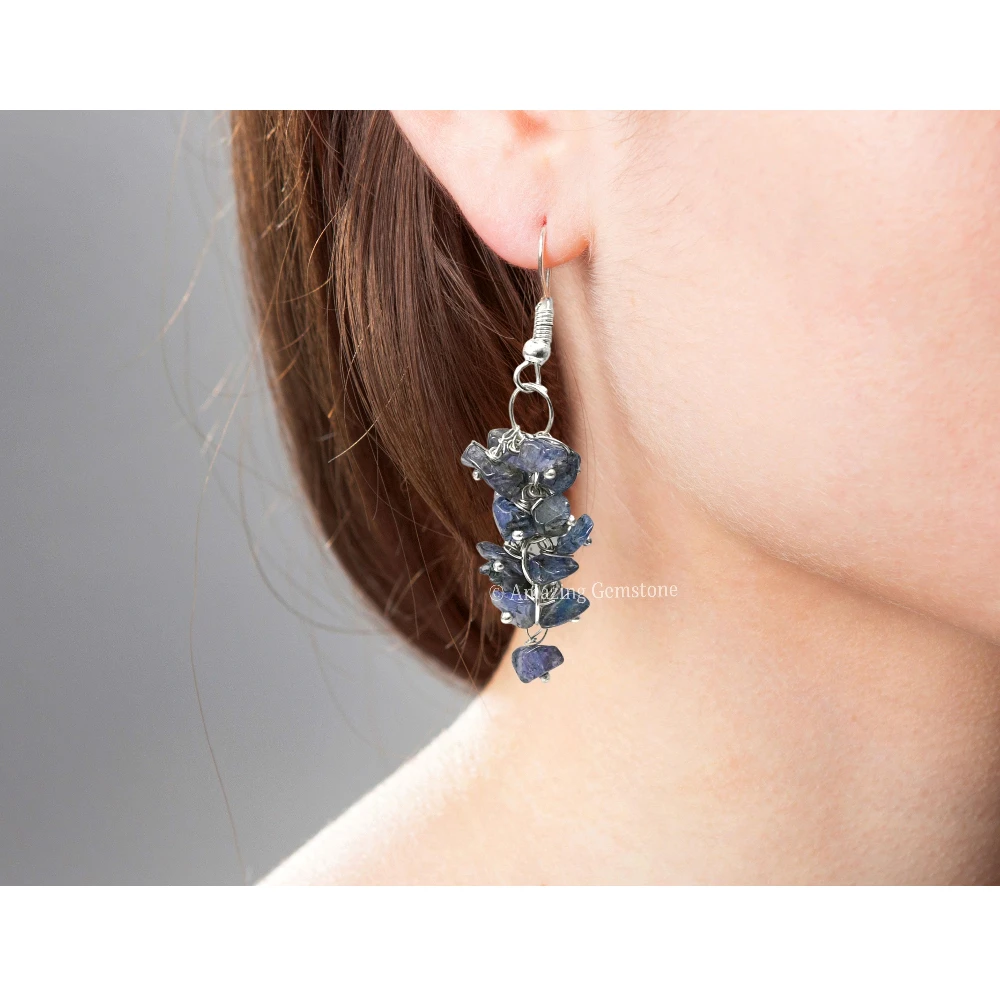Tanzanite Crystal Earrings (Silver)