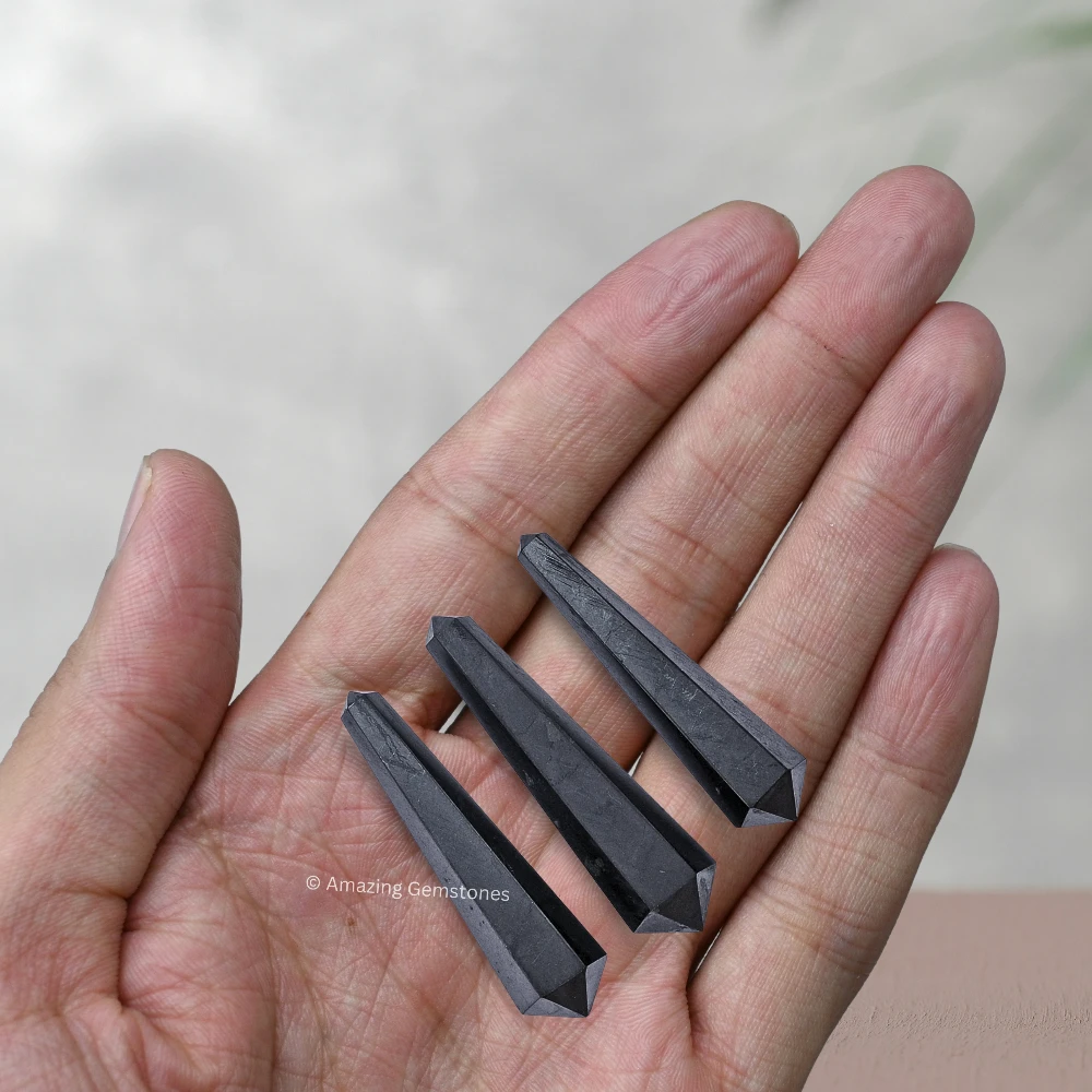 Shungite Pencil Points (Double Terminated) (Set of 3)