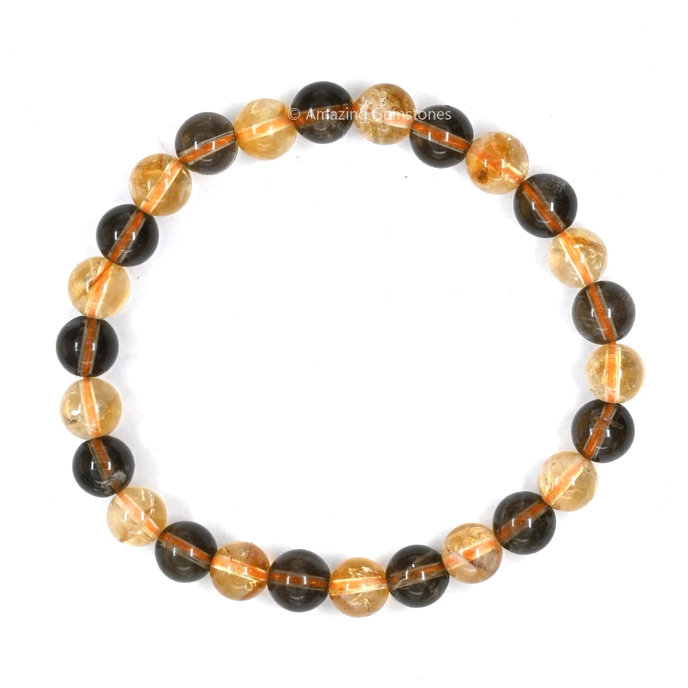 Smoky Quartz - Citrine Bracelet (Stretchable)