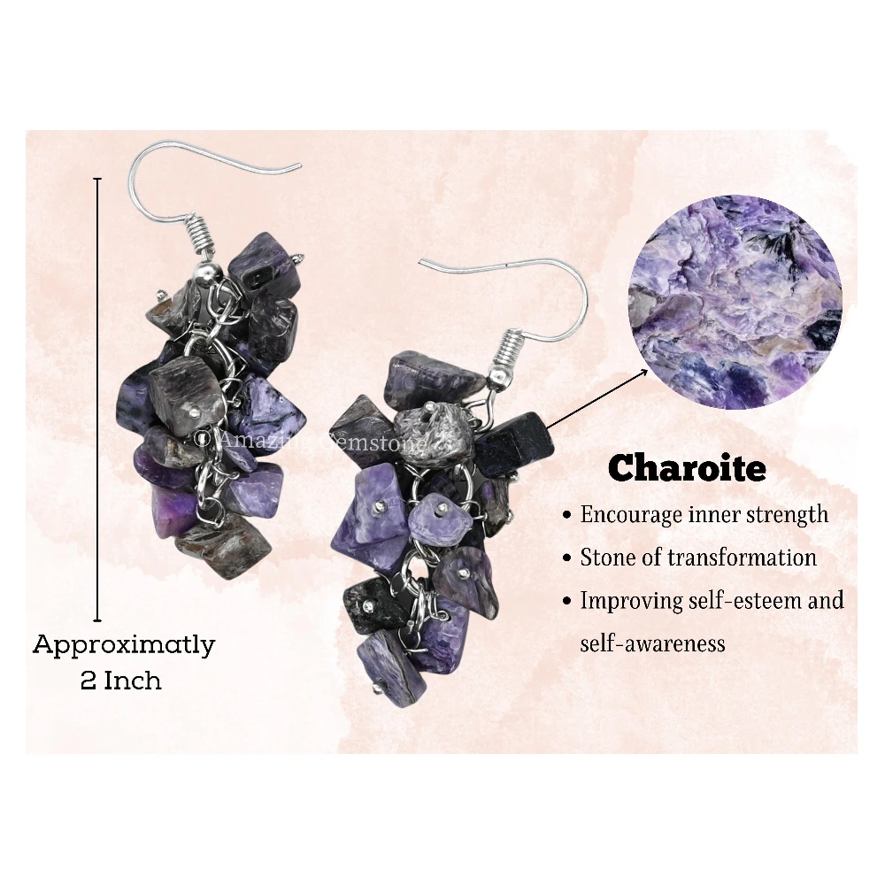 Charoite Crystal Earrings (Silver)