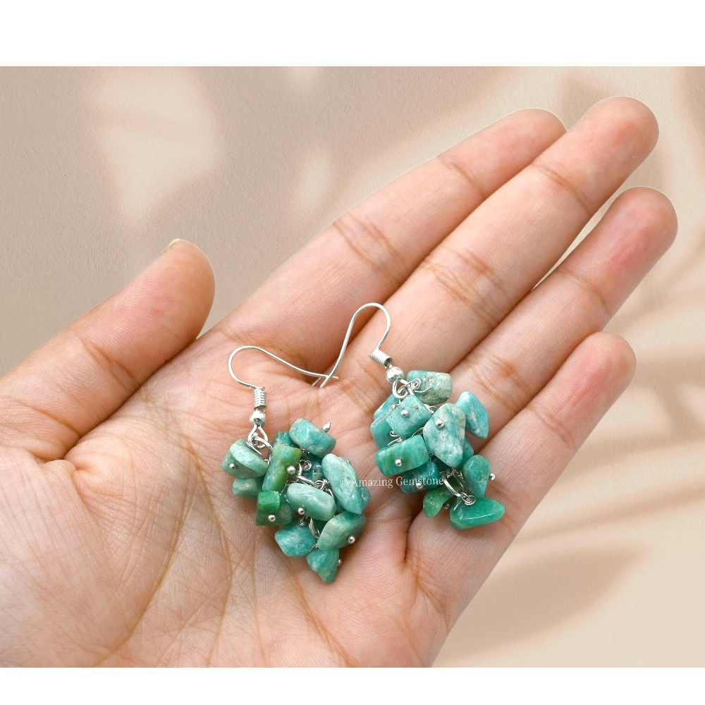 Amazonite Crystal Earrings (Silver)