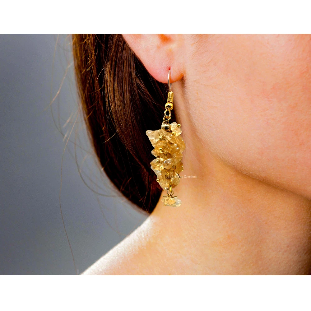 Citrine Crystal Earrings (Gold)