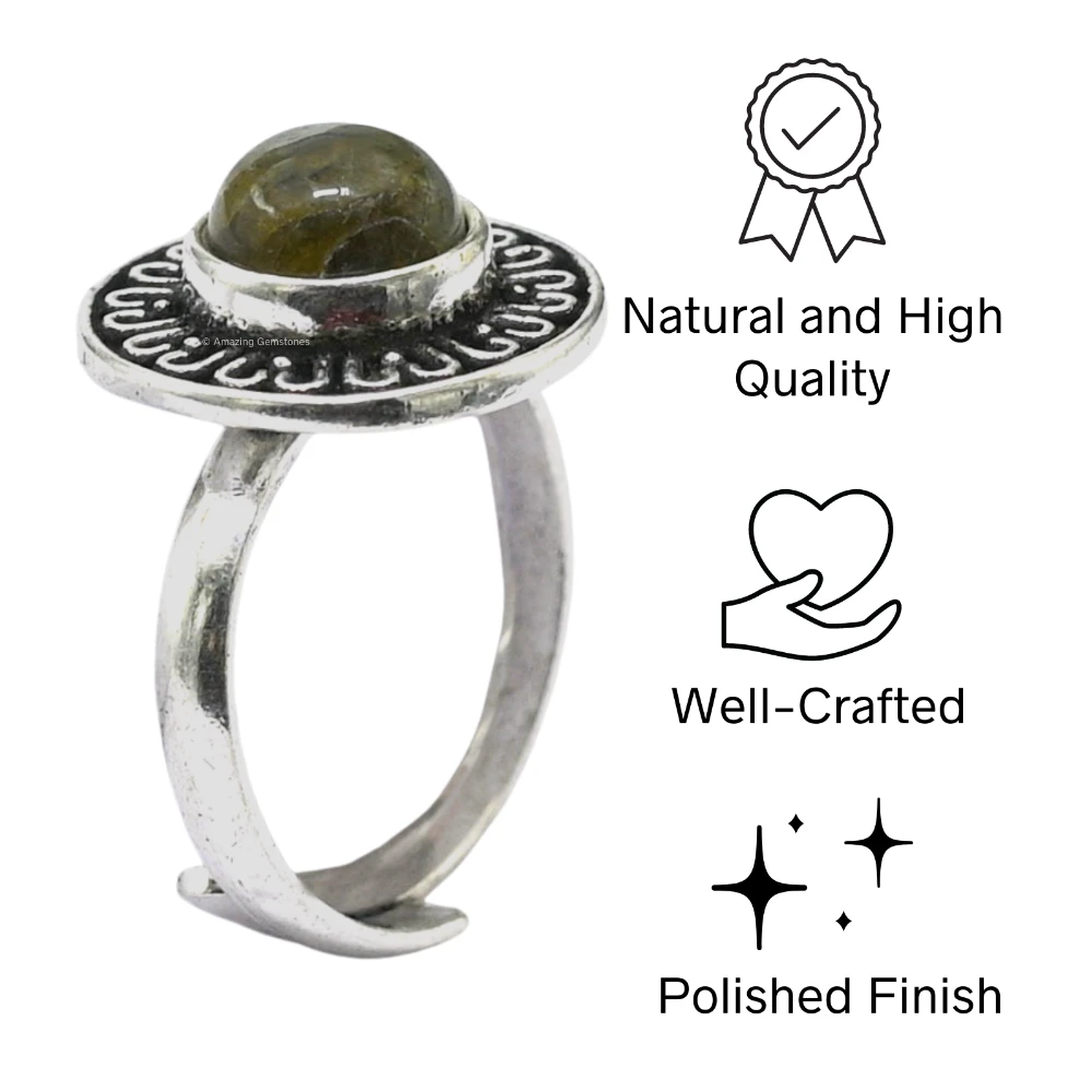 Labradorite Crystal Bead Ring (Silver)