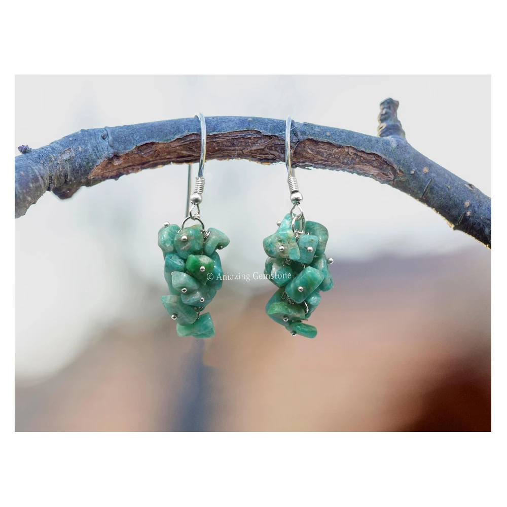 Amazonite Crystal Earrings (Silver)