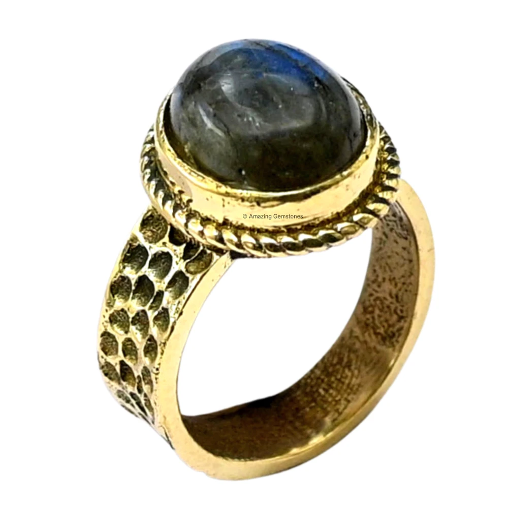 Labradorite Crystal Ring (Gold)