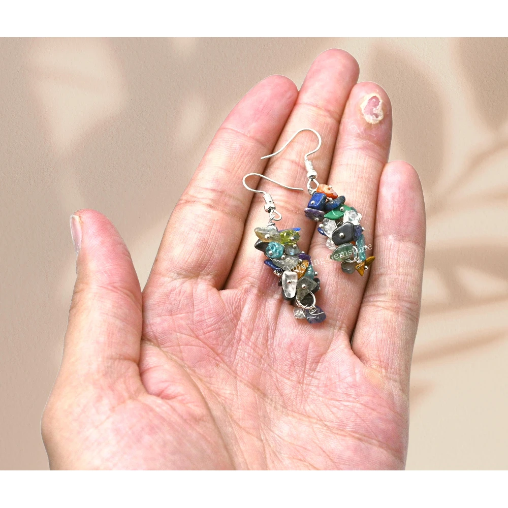 Mix Chakra Crystal Earrings (Silver)