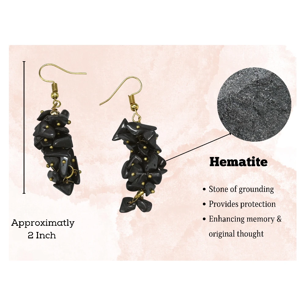 Hematite Crystal Earrings (Gold)