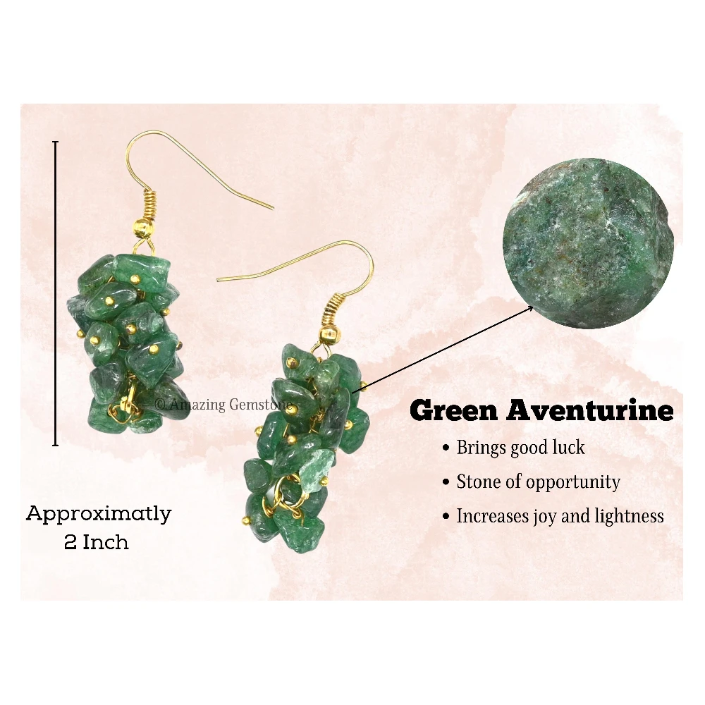 Green Aventurine Crystal Earrings (Gold)