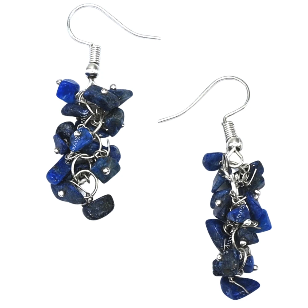 Lapis Lazuli Crystal Earrings (Silver)
