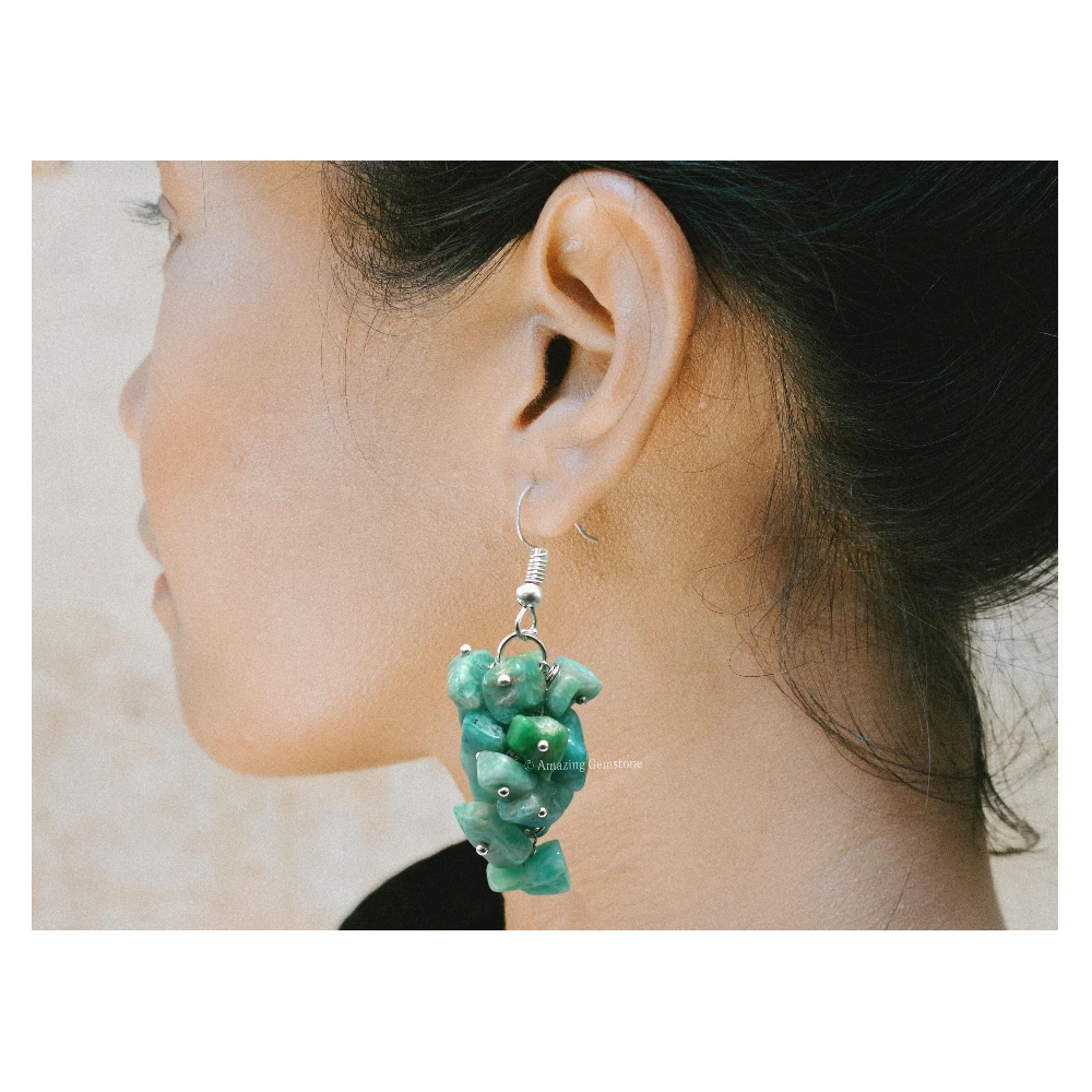 Amazonite Crystal Earrings (Silver)