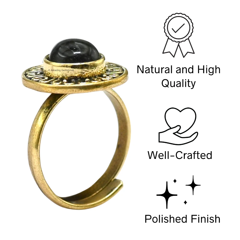 Amethyst Crystal Bead Ring (Gold)