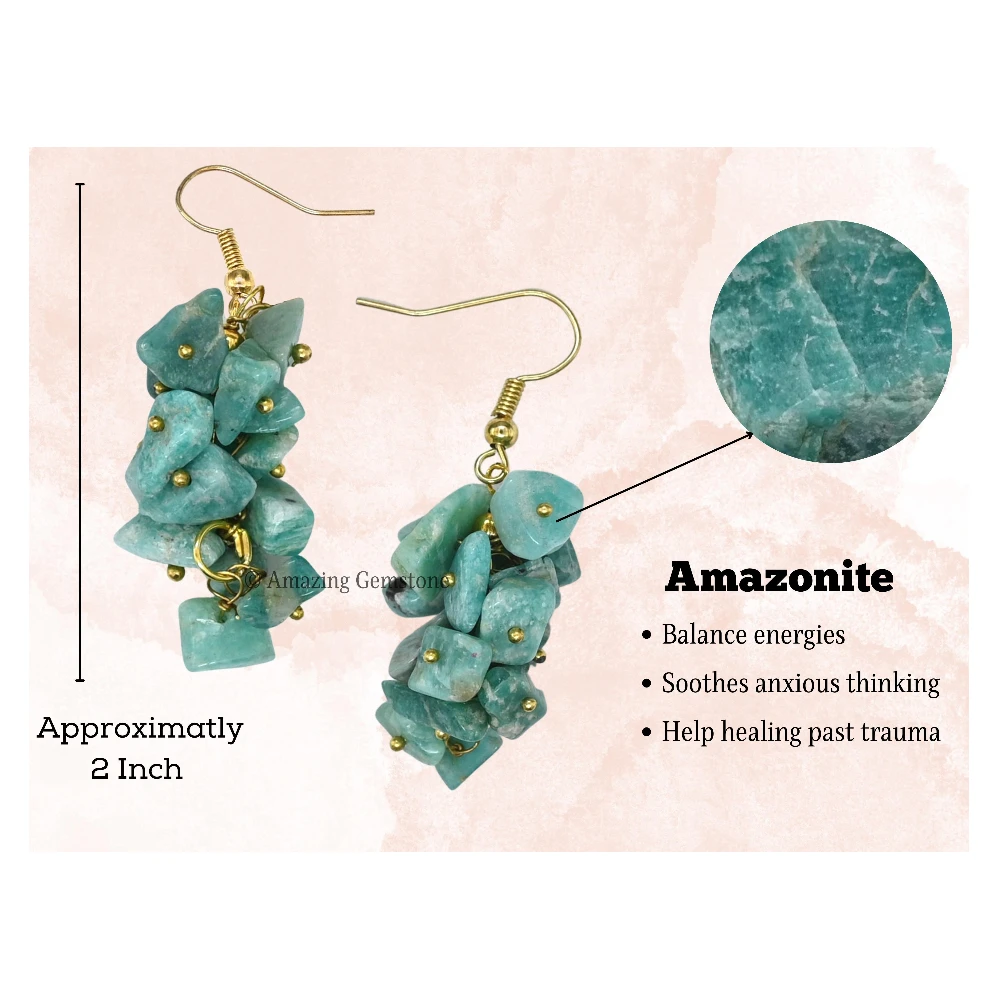 Amazonite Crystal Earrings (Gold)
