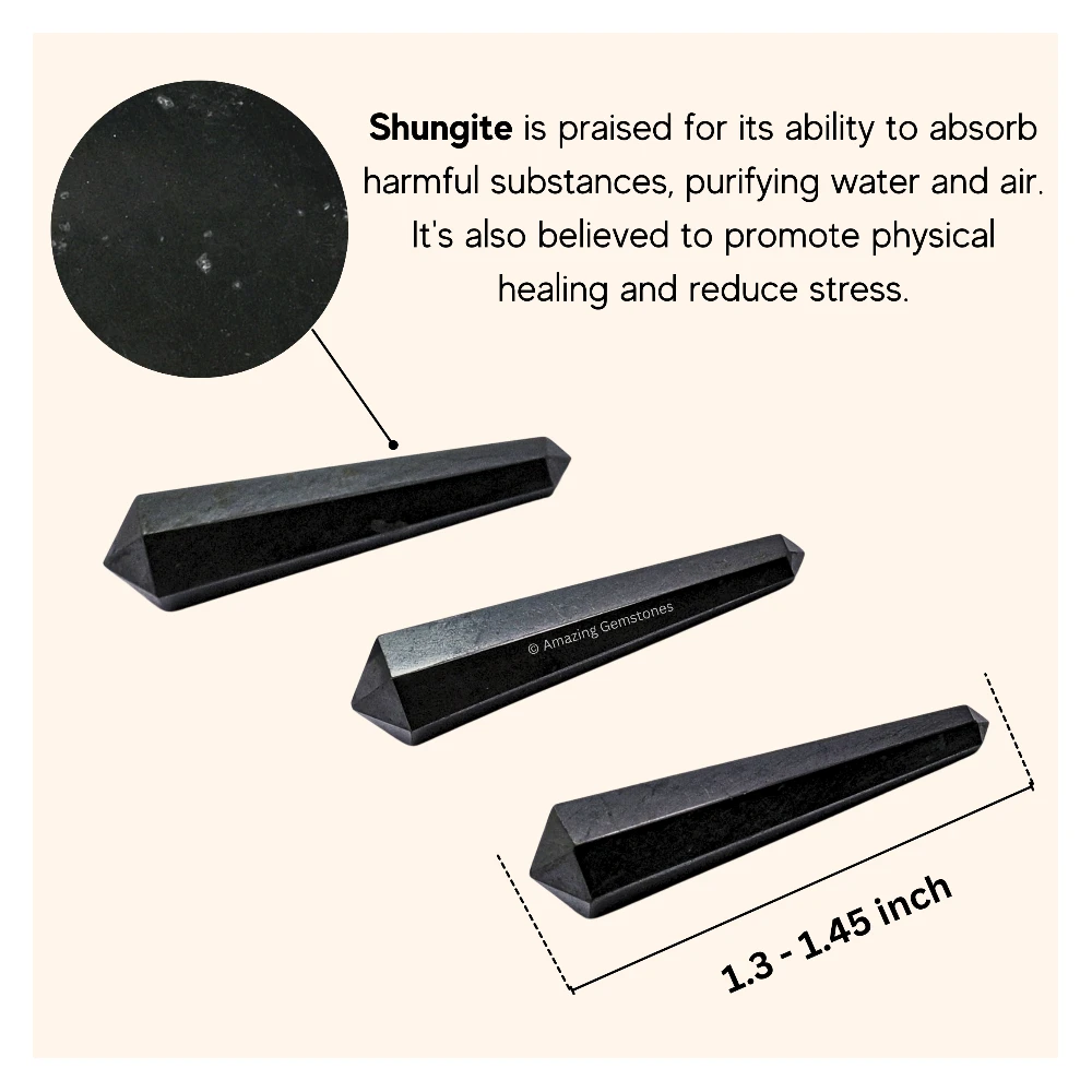 Shungite Pencil Points (Double Terminated) (Set of 3)