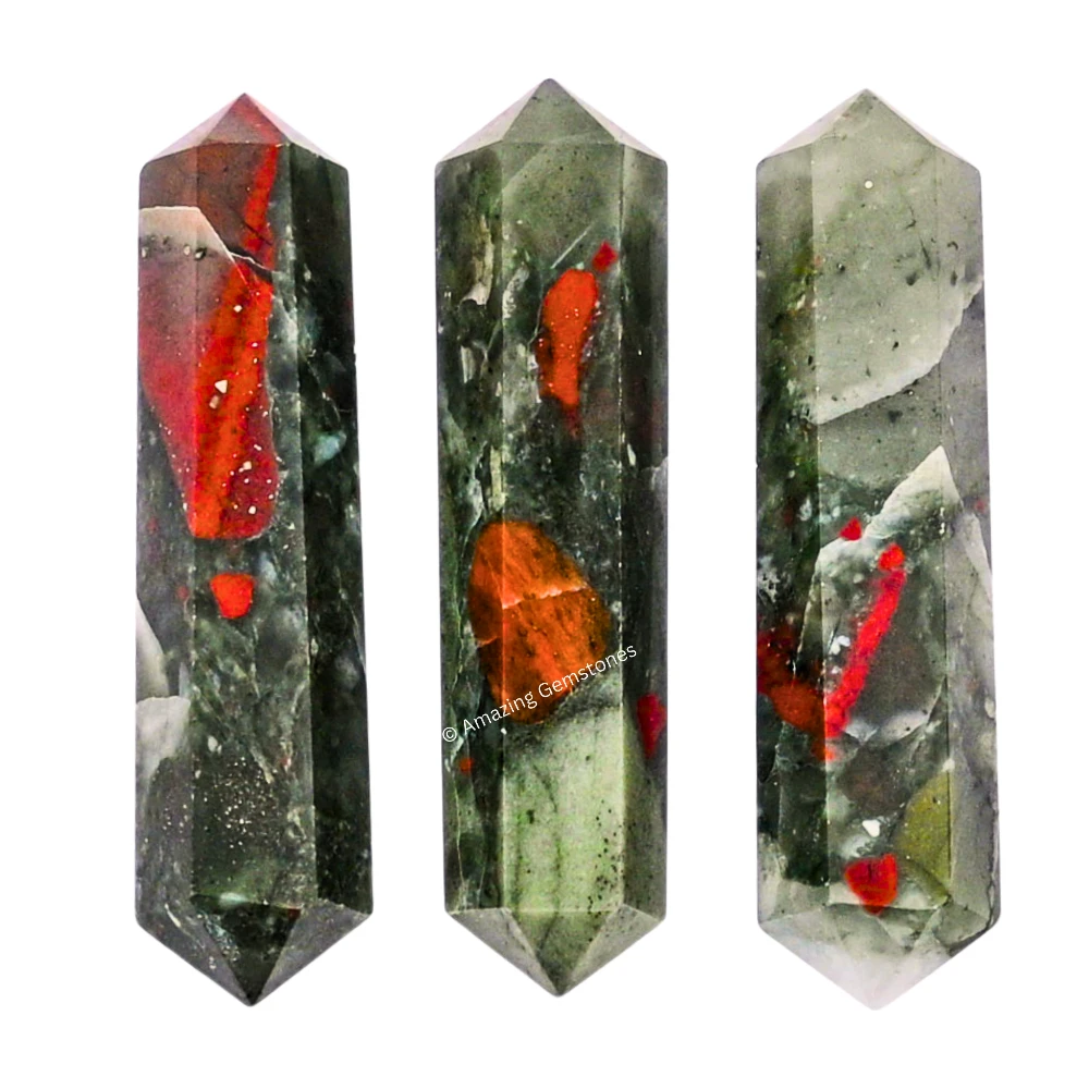 African Bloodstone Pencil Points (Double Terminated) (Set of 50)