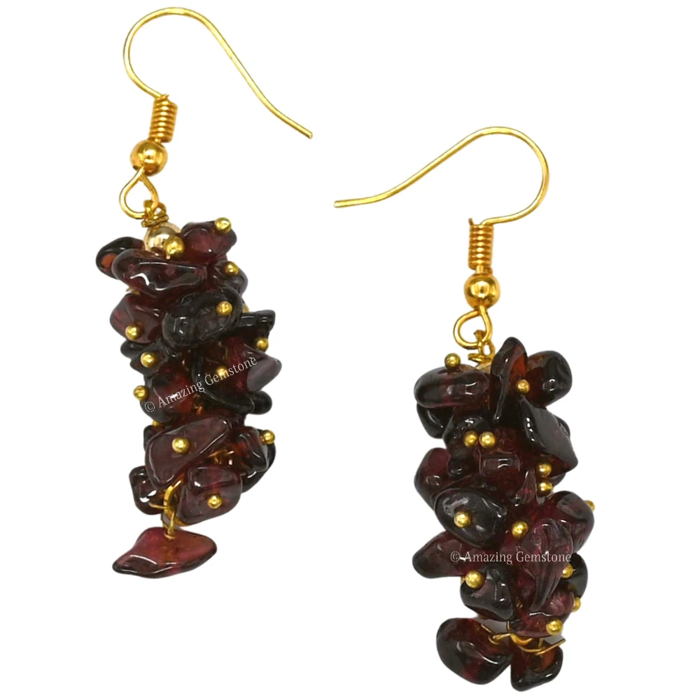 Garnet Crystal Earrings (Gold)