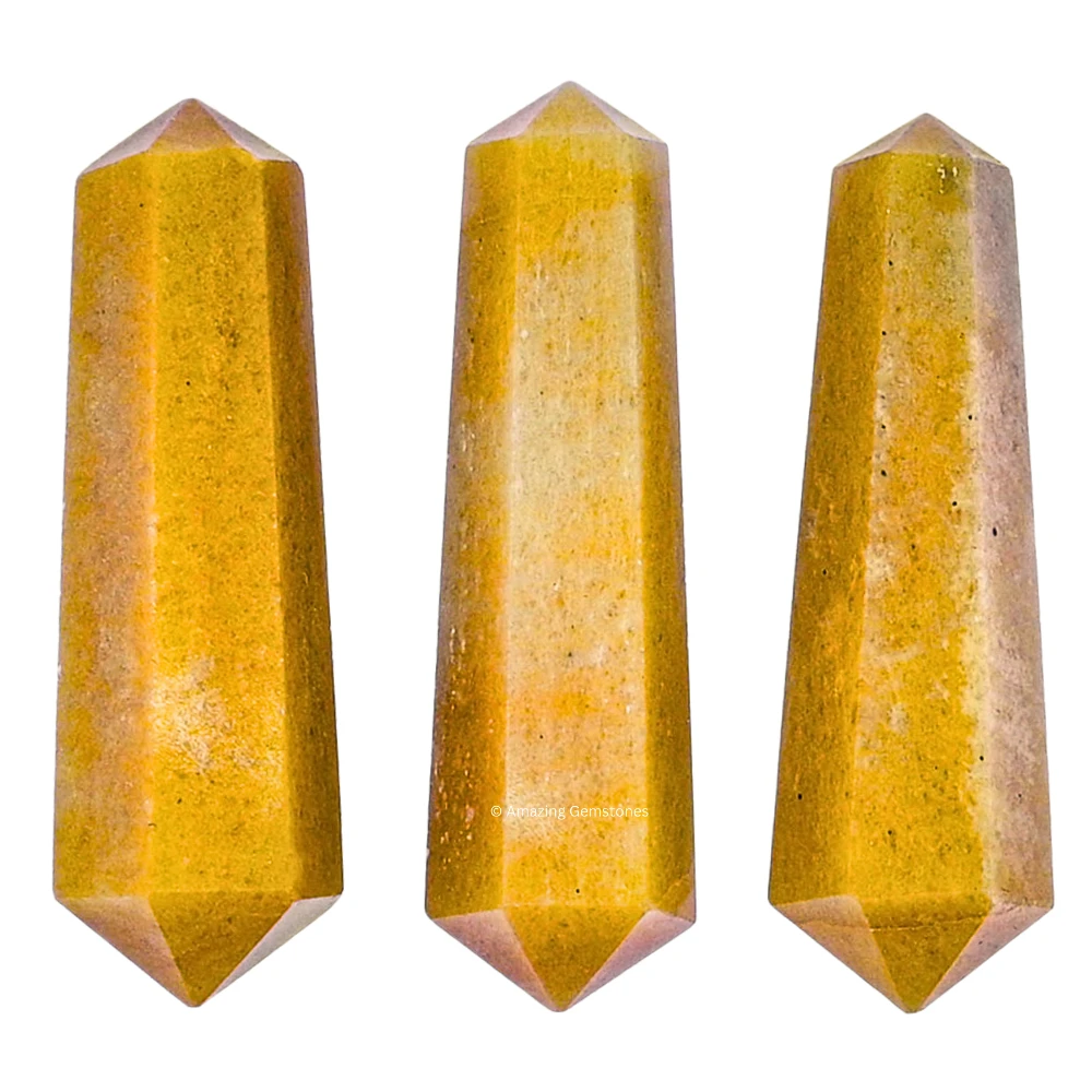 Yellow Jasper Pencil Points (Double Terminated) (Set of 3)