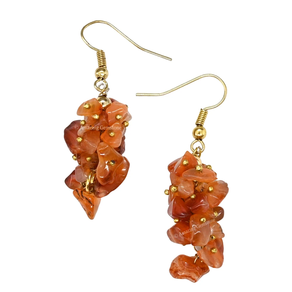 Carnelian Crystal Earrings (Gold)