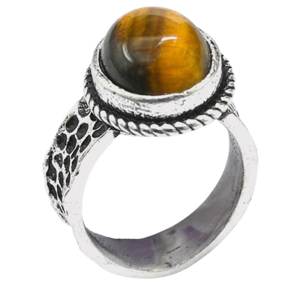 Tiger Eye Crystal Ring (Silver)