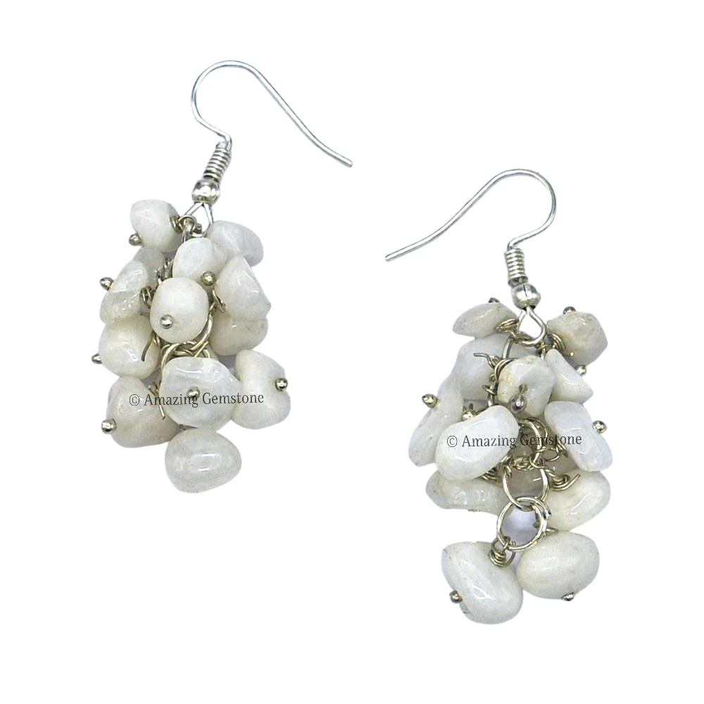 Snow Quartz Crystal Earrings