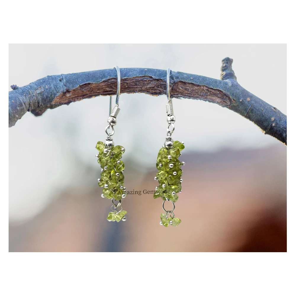 Peridot Crystal Earrings (Silver)