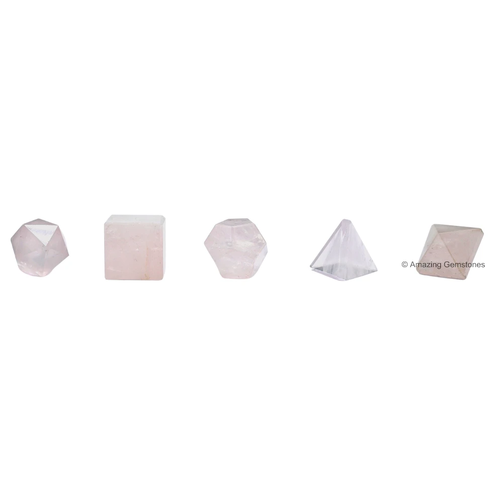 Rose Quartz Platonic Solid - 5 Pcs