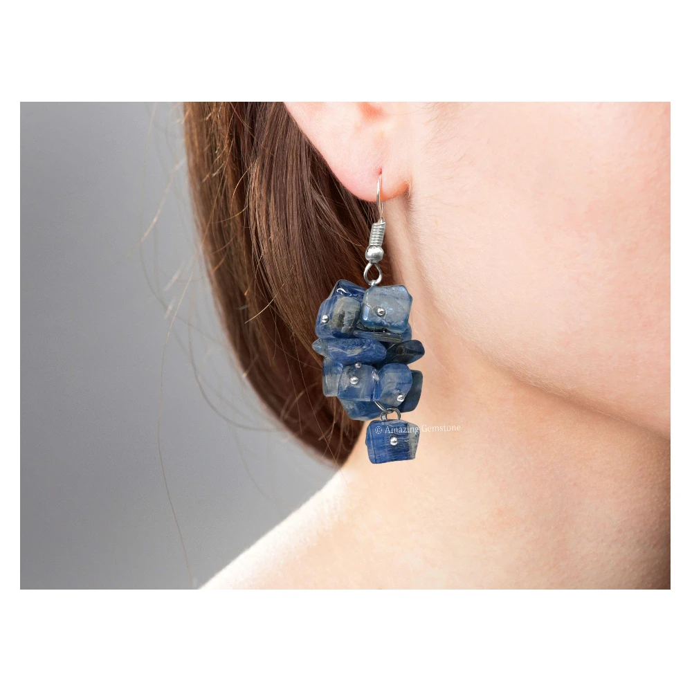 Kyanite Crystal Earrings (Silver)