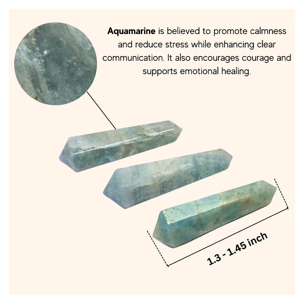 Aquamarine Pencil Points (Double Terminated) (Set of 3)