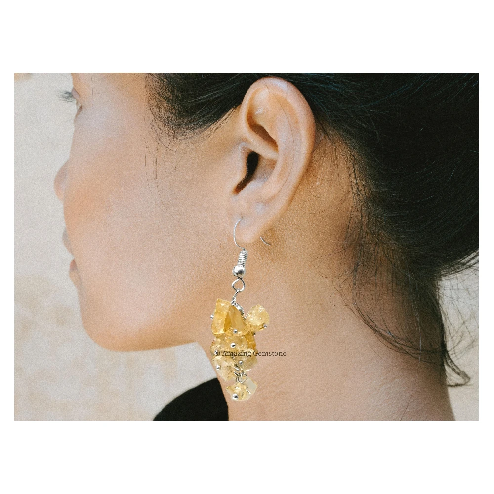 Citrine Crystal Earrings (Silver)