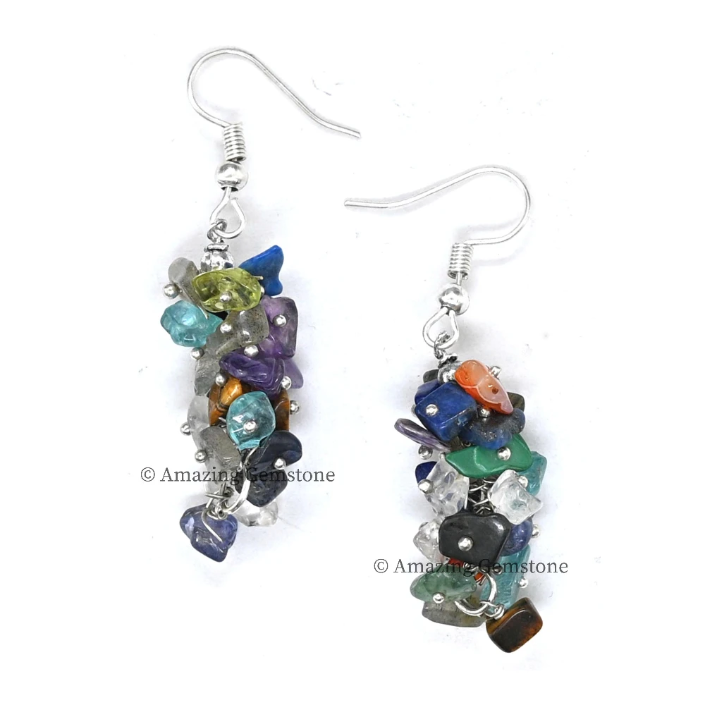 Mix Chakra Crystal Earrings (Silver)